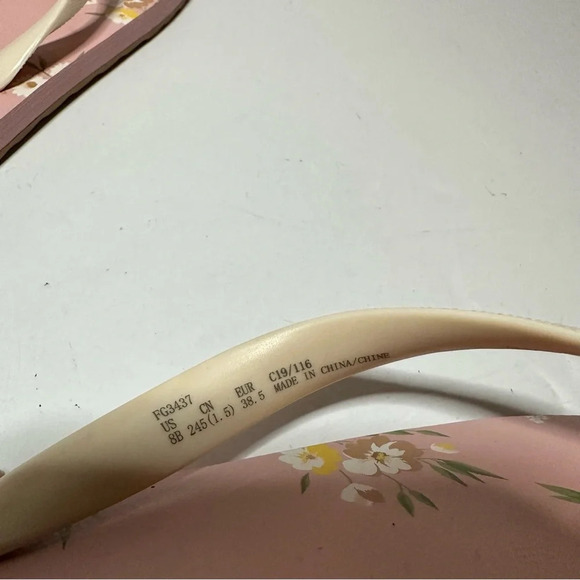 Coach Womens Flip Flops Floral Pattern Pink/Tan Size 8B (FG3437) - Picture 8 of 9